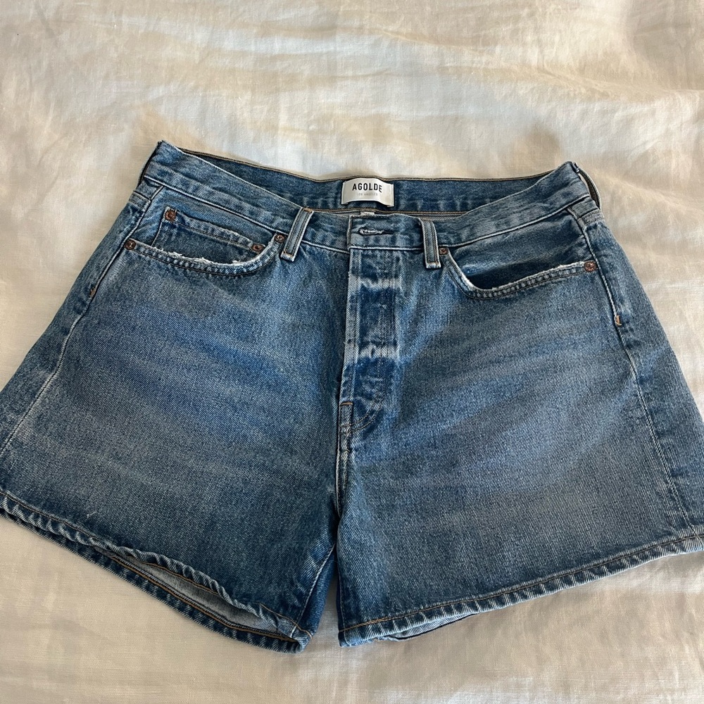 Agolde Blue Denim Jean Shorts